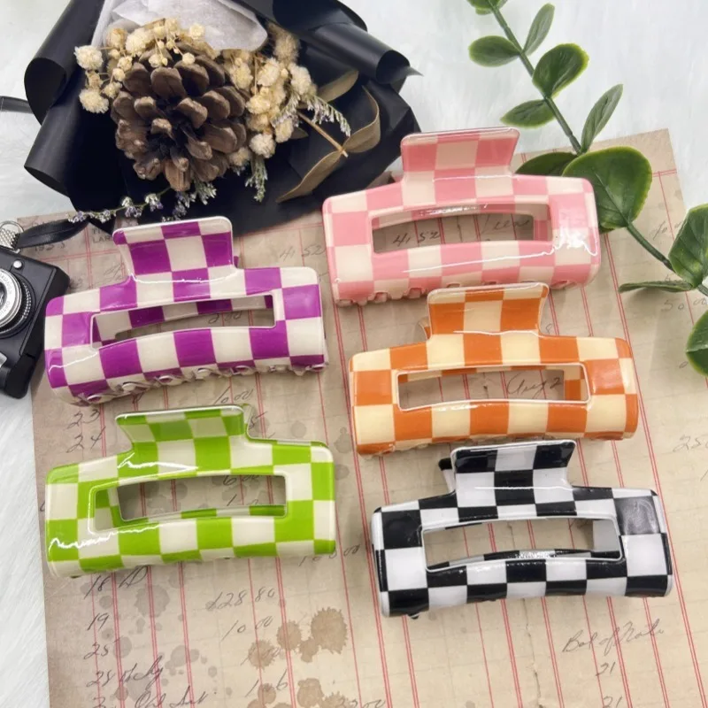 

Korean Hair Claw Clip - Plaid French Vintage Snap Clip, Minimalist Hair Accessory for Women