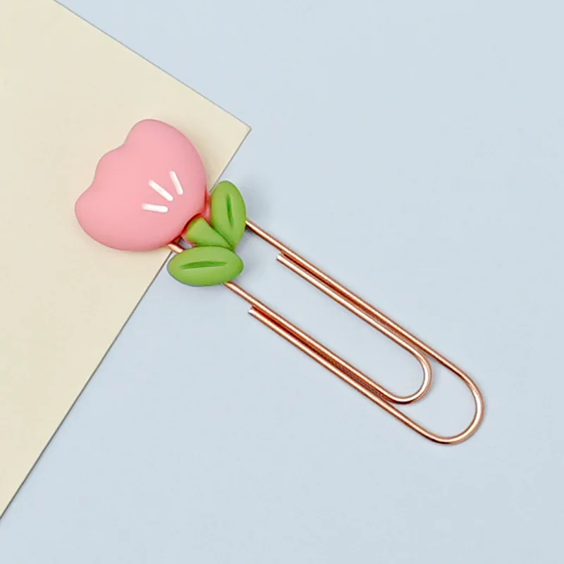 12 Pcs Bookmark Flower Marker Decorative Binder Clips Cute Paperclips Clamp Note Student
