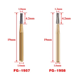 Dental Gold Tungsten Steel Carbide Burs FG1957 FG1958 Crown Metal Cutting For High Speed