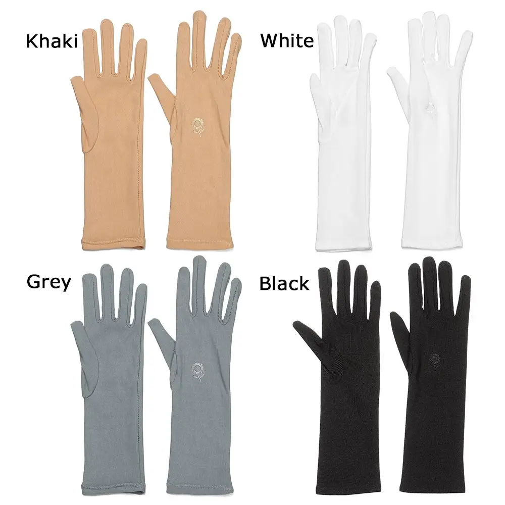 Women Mid-long Sunscreen Gloves Summer Spring Thin Elastic Anti UV Driving Gloves Slip Resistant Etiquette Gloves