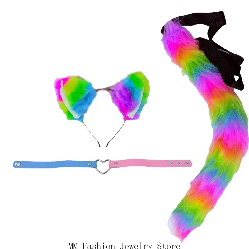 D0ub gatti costumi lupo volpe orecchie testa gatti coda cooker per il natale Halloween Cosplay COSTRUTTO Accessori in