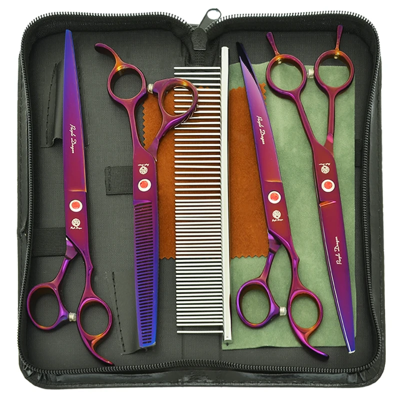dragao-roxo-8-polegada-tesouras-de-cabelo-do-cao-japao-440c-pet-grooming-tesoura-corte-desbaste-animais-curvo-clipper-b0046b