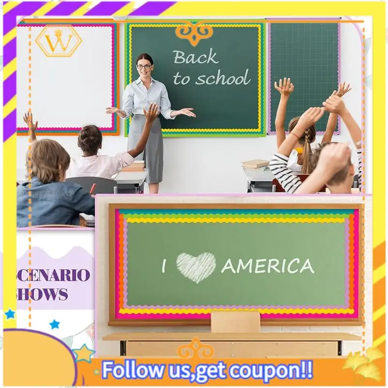 

Latest-6 Rolls 198 Ft Bulletin Board Borders For Classroom, Paper Roll Scalloped Borders,For Classroom Decor, Home Decor, Party