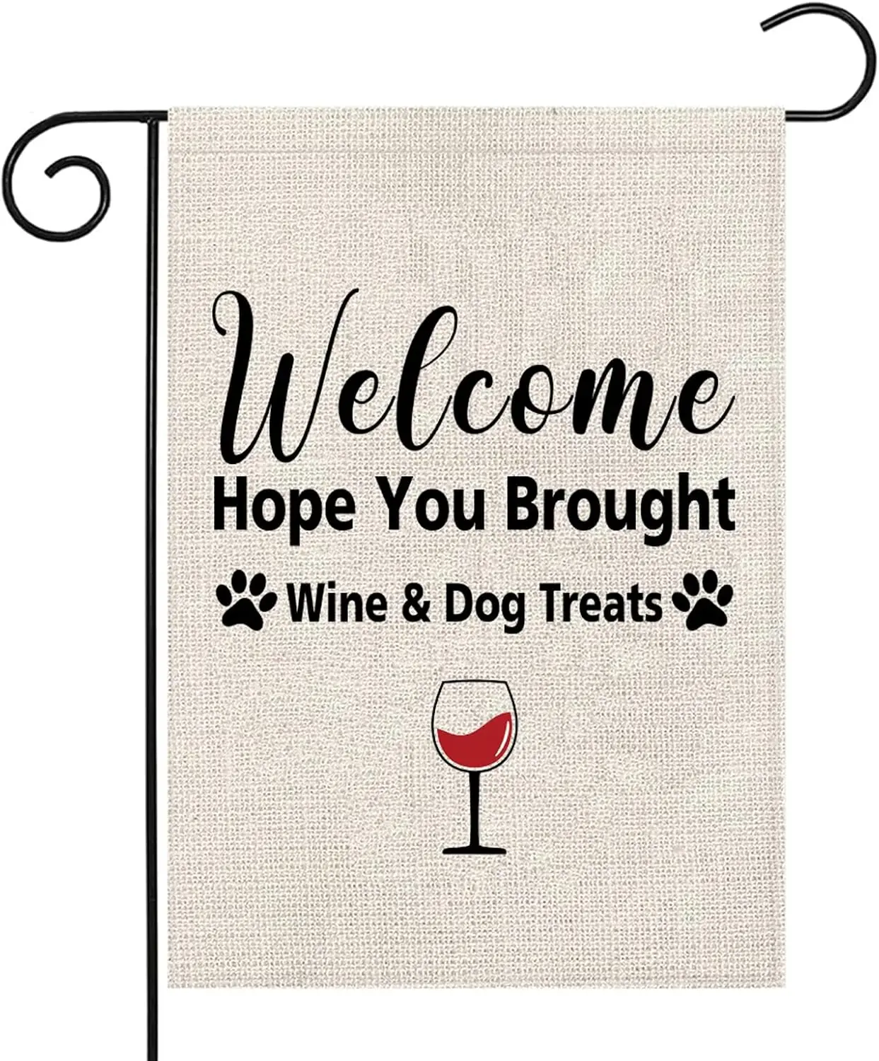 PWHAOO Bandera de jardín con diseño de vino y golosinas para perros (Wine & Dog Treats F, 18" x 12.5", poliéster, lavable a máquina, Rectang IIE DDI GGX