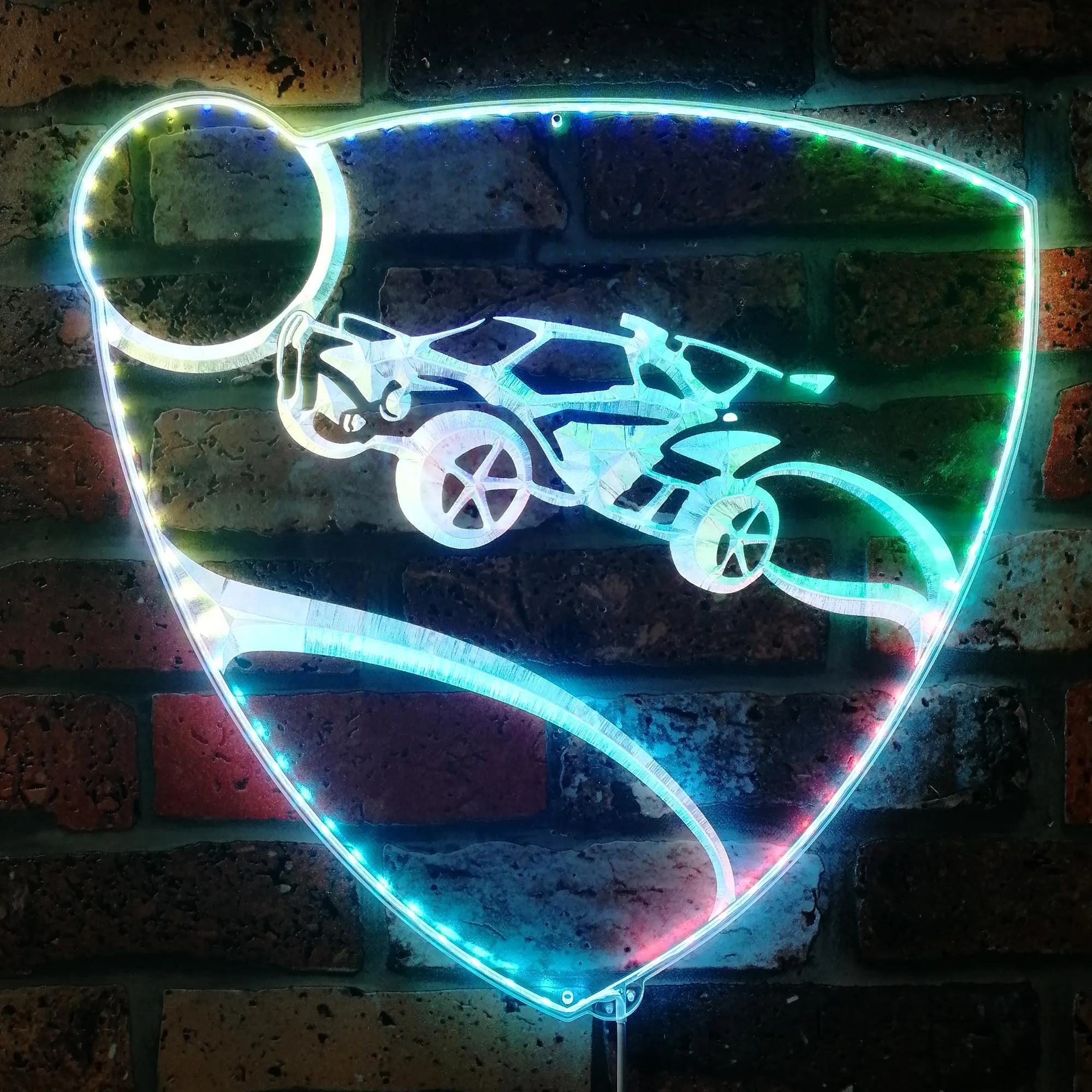 Rocket Video Game Room Dynamic RGB Edge Lit LED Sign