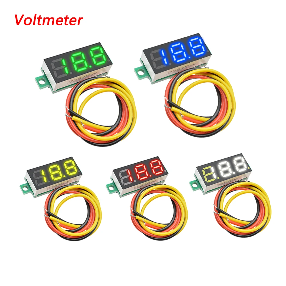 

3 провода 0,28 дюймов DC 0-100 В мини цифровой вольтметр светодиодный дисплей панель измеритель напряжения детектор манометр монитор инструменты для мотоцикла