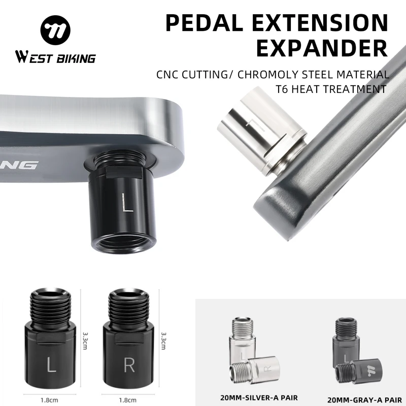 WEST RADFAHREN MTB Fahrrad Pedal Extender Fahrrad Pedal Verlängerung Achse Mountain Road Lange Kurbel Pedale Kurbel Arm Spacer Fahrrad Ausrüstung