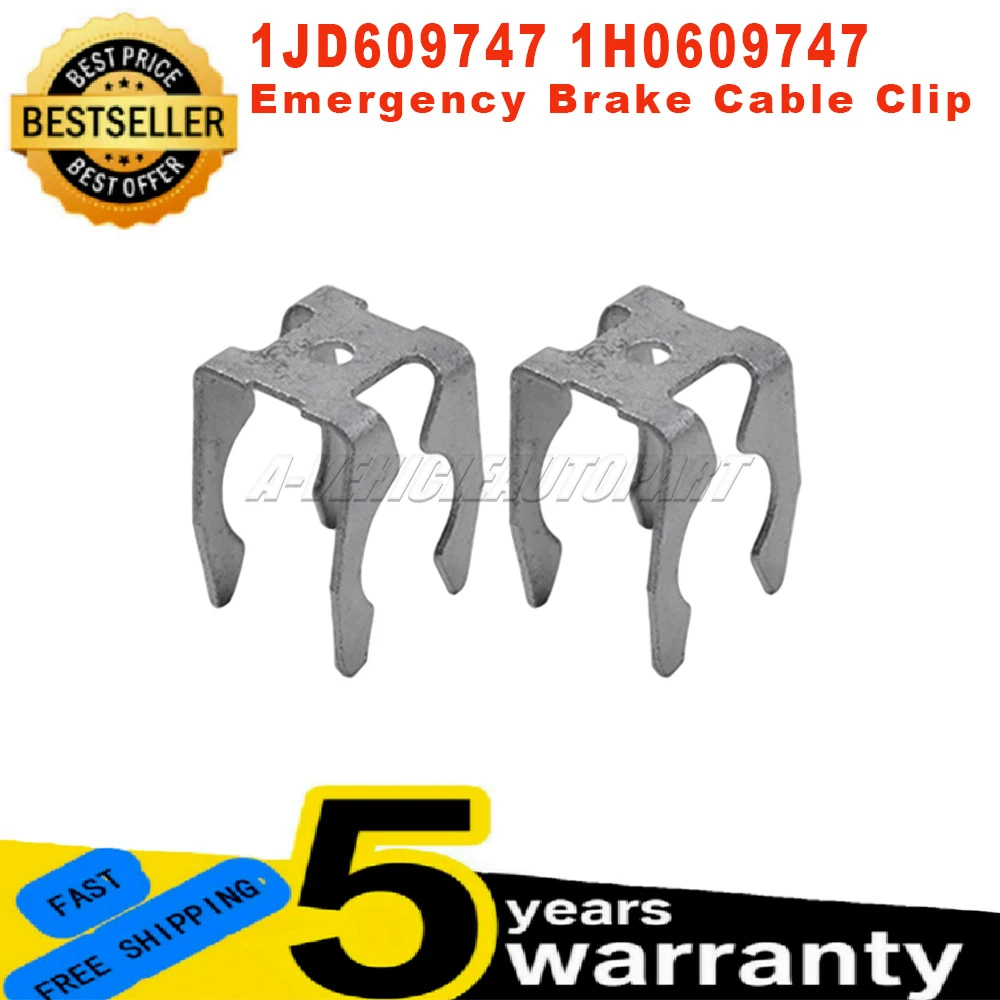 

1JD609747 1H0609747 For VW Bora Golf MK4 Polo 9N Beetle Skoda Fabia Audi A3 TT 2Pcs New Rear Disc Brake Cable Spring Clip Silver