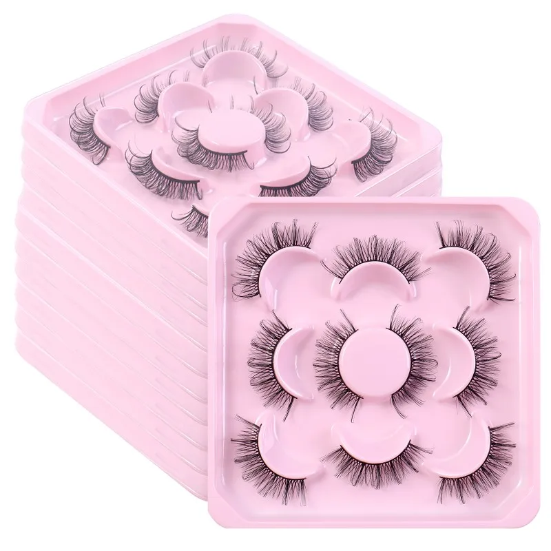 1 box 5 Pairs Mink Eyelashes 3D Natural Manga Fake Lashes Russia Individual Eyelashes Extension Makeup tools Eyelash wholesale