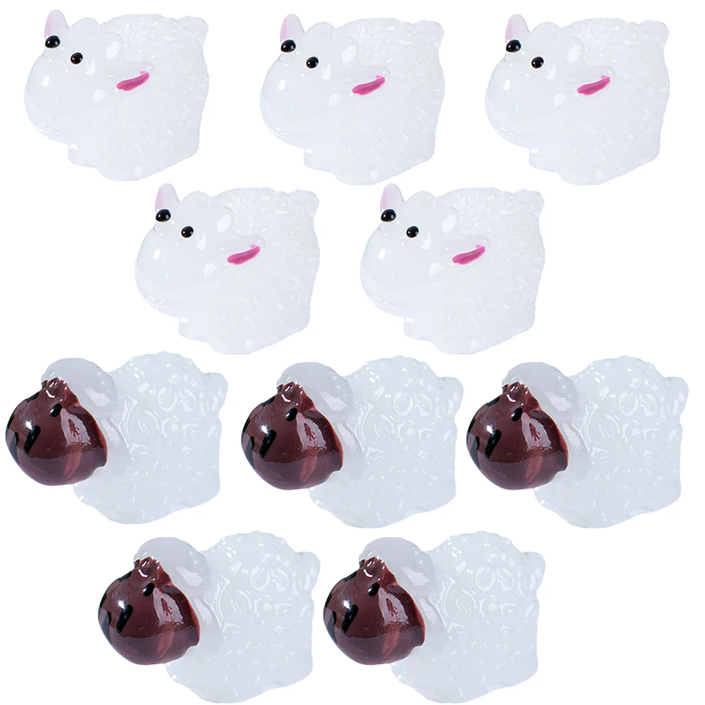 

20pcs Mini Sheep Glow In The Dark Resin Animal Decor For Desktop Mini Garden Night Light Sheep Lively Cartoon Room Decor
