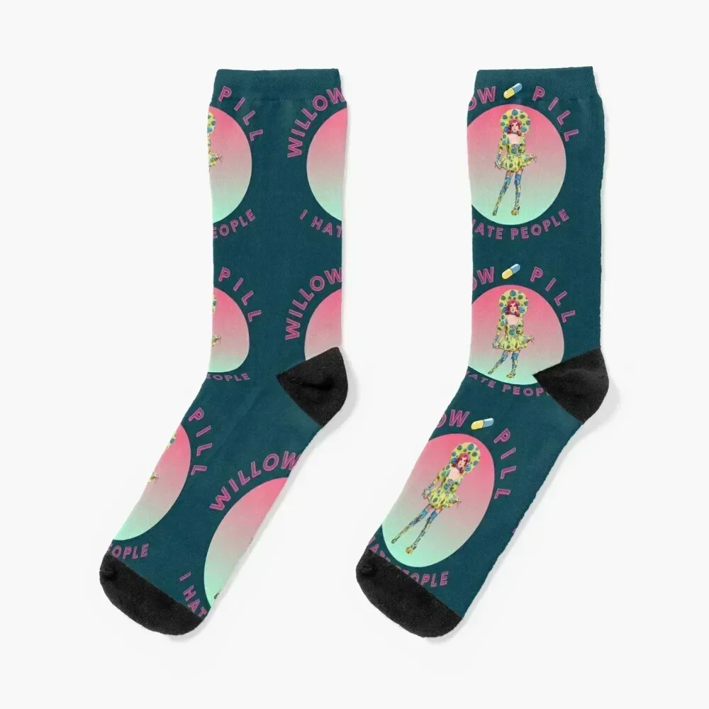 Willow Pill - I Hate People Socks Heating sock basketball funny sock loose Socks For Men Women's