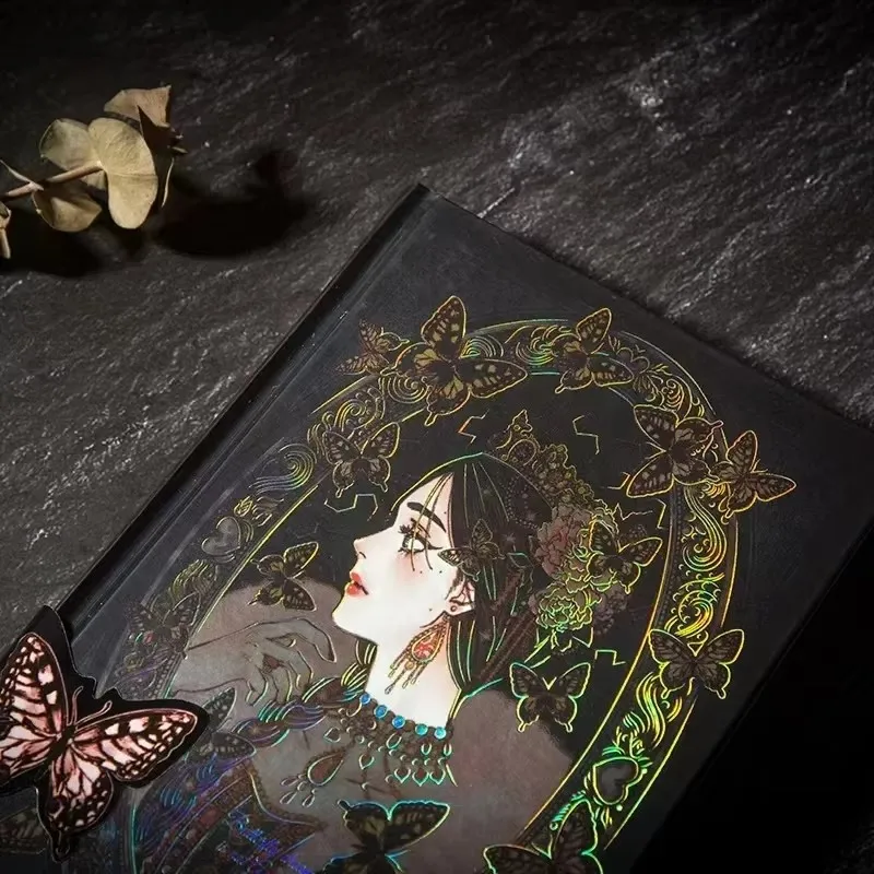 Gothic Retro Handbook Notebook Girls Hand-painted Bronzing Color Hardcover Daily Planner Student Stationery Gifts Office Supplie