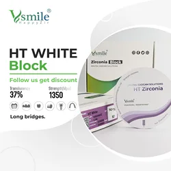 95-HT White Zirconia Blocks 95 mm Full contour bridges Abutment Inlay Onlay high strength digital CAD/CAM materials