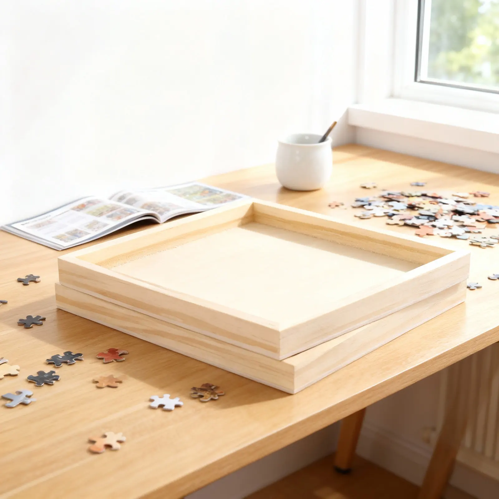 

Набор из 4 деревянных подносов-органайзеров для 3D-пазлов и мелочей, неокрашенные, для хранения и сортировки
