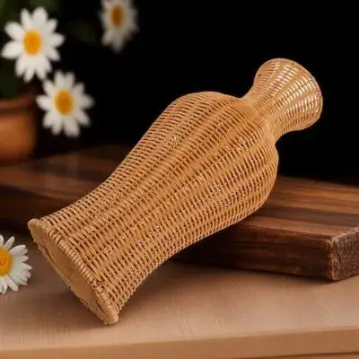 

Woven Plastic Vase Fresh Natural Look Indoor Decoration Simple Flower Holder Dried Flower Vase Desktop Adornment