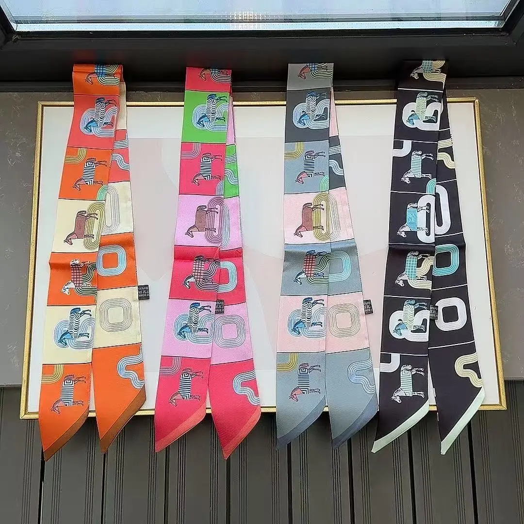Französisch Frühen Herbst Neue Plaid War Horse Frauen Dekorative Streamer Gebunden Tasche Band Stirnband Kleinen Schal Seidenschal Kopftuch
