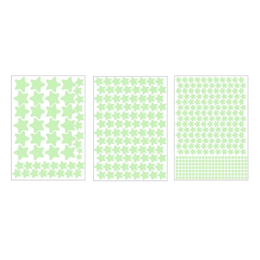 

3 Sheets Fluorescence Star Sticker Glow in The Dark Kids Room Wall Decals PVC Self-Adhesive Luminous Wall Sticker