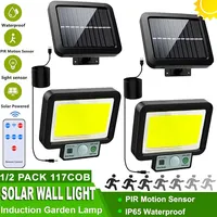 117COB Split Solar Light With Remote Control Outdoor Waterproof 3 Modes Motion Sensor Security Street Lamp For Exterior Wall Use