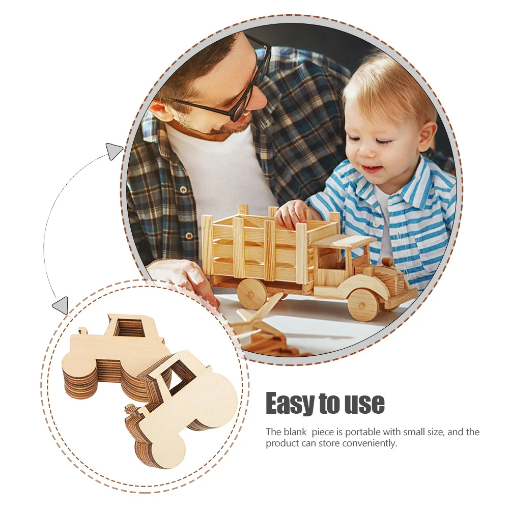 

40Pcs Wooden Tractor DIY Unfinished Wood Cutouts Exquisite Craft Supplies for Kids Painting Decor Wooden Car Craft