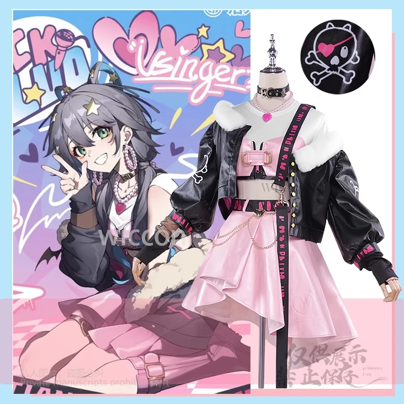 

Anime Luo Tianyi Virtual Idol Cosplay Costume Y2K Jirai Kei Singer Rock Fashion Costume Coat Dress Earring Props Halloween Party