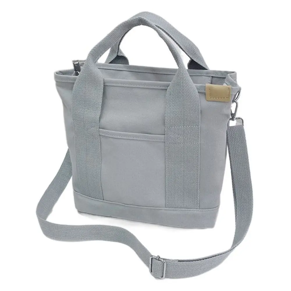 Multi-pocket Japanese Style Crossbody Bag Zipper Handbag Canvas Shoulder Bag Students School Bag All-match Pure Color Tote Bag