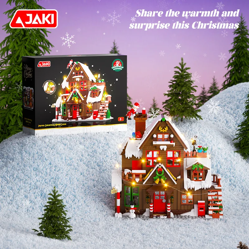 مجموعة مكعبات بناء منزل خشبي لعيد الميلاد من Joyful سلسلة مشهد الشارع زخرفة سطح المكتب ألعاب مجمعة إبداع هدية عيد الميلاد للأطفال #5