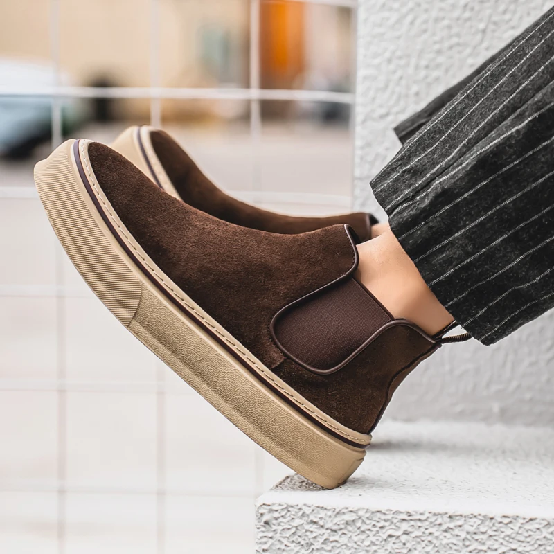 

Мужские повседневные кроссовки на толстой подошве в британском стиле, высокие, универсальные, высококачественные, осенняя новинка 2026 года