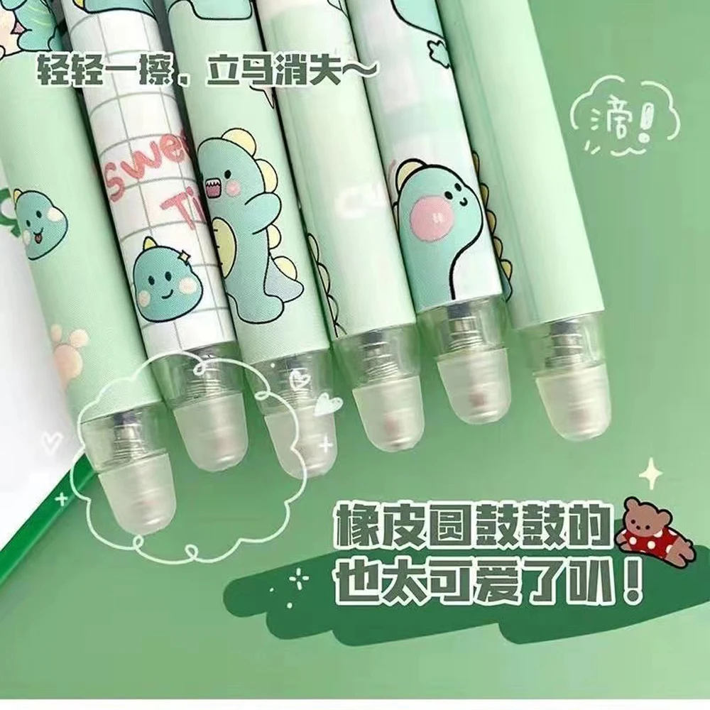 6 Pcs/Set Kawaii Peach Astronauts Rabbit Heat Erasable Mechanical Gel Ink Pens Cute Stationery Office Writing Supplies Ballpen