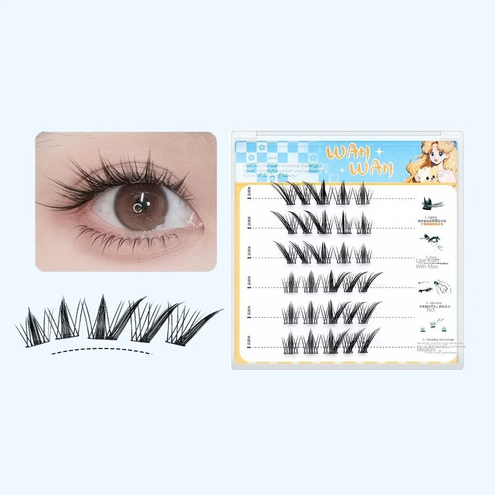 Doce auto-adesivo lash clusters diy maquiagem adesivo cílios postiços reutilizáveis individuais clusters cílios postiços ferramenta de maquiagem