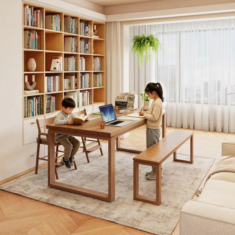 Go to the living room Solid wood desk Mobian dining table Integrated large board table Study home desk Worktable Long table
