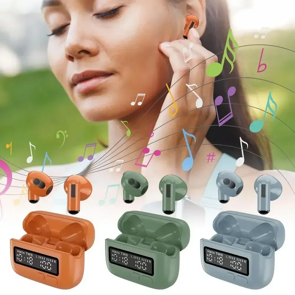 

Sport In-Ear Wireless Earbuds With Clock Display Bluetooth Devices Hifi Sound Headset Noise Canceling Earbuds Grey/Green/Orange