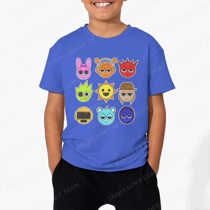 

Sprunki Print T-shirts For Boys Summer Short Sleeve Casual T-shirt Funny Game Shirt Cute Sprunki T-shirts Children Boys Clothing