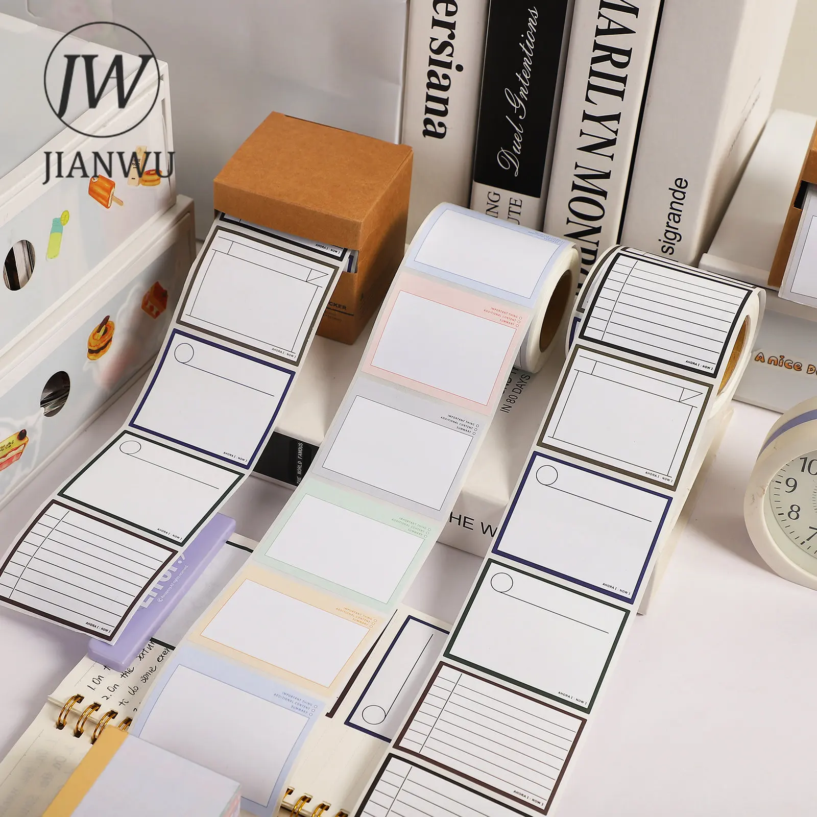 JIANWU 250 Sheets Pull Out Design Sticky Notes Box Creative DIY Memo Pad Roll Stationary Student Supplies