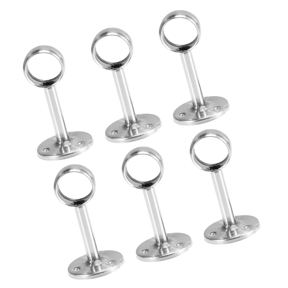 

6 Pcs Wardrobe Rail Support Stainless Steel Heavy Duty Closet Bracket Clothes Hanging Rod Bedroom Bathroom Kitchen Hardware
