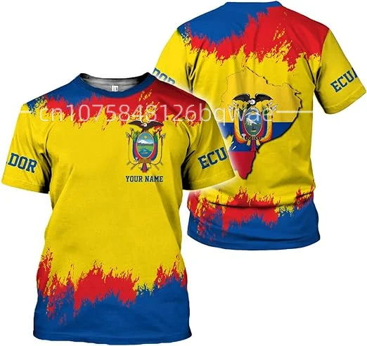 2023 New Custom Name Ecuador Country Flag T-shirts Clothes T shirt Men Women Tees Tops For Soccer Football Fans Gift