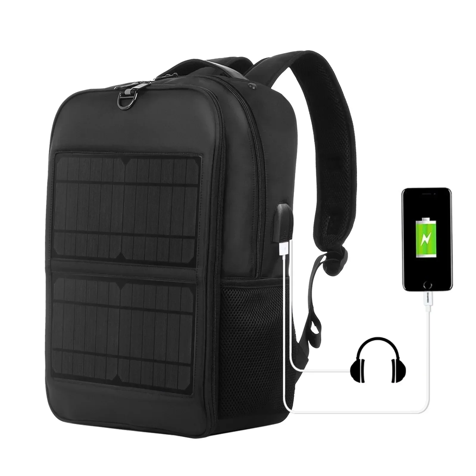 12/20W Solar Backpack Panel Powered Laptop Bag Waterproof Large Capacity External USB Charging Port New Men\'s Bag