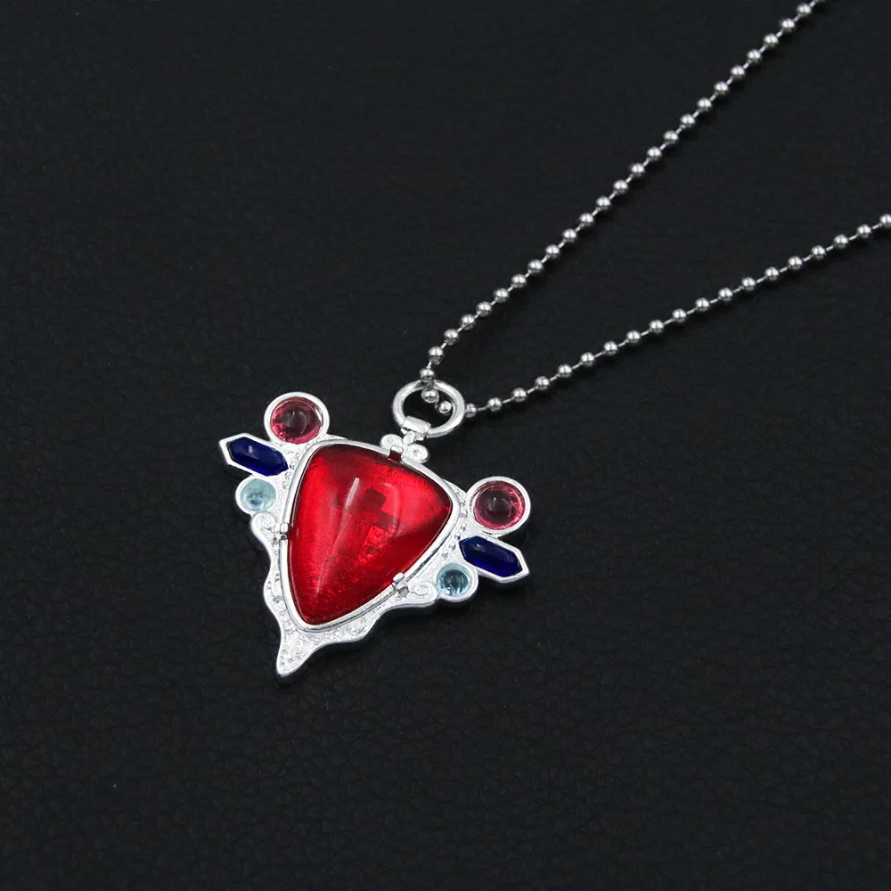 JoJo Bizarre Adventure Necklace Anime Joseph Joestar Necklaces Woman Fashion Red Ruby Stone Heart Necklace Cosplay Collier