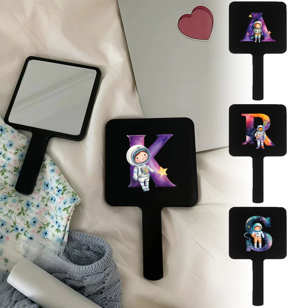 

1pc Elegant Square Handheld Vanity Mirror Compact Design Home Outdoor Use Gift For Women With Initial Name 26 Letters Pattern