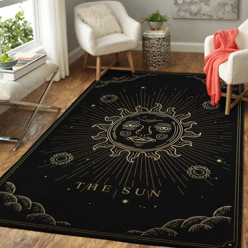 Tarot Moon Sun Carpet for Living Room Home Decoration Sofa Table Large Area Rugs Bedroom Bedside Floor Mat Witch Gothic Carpet