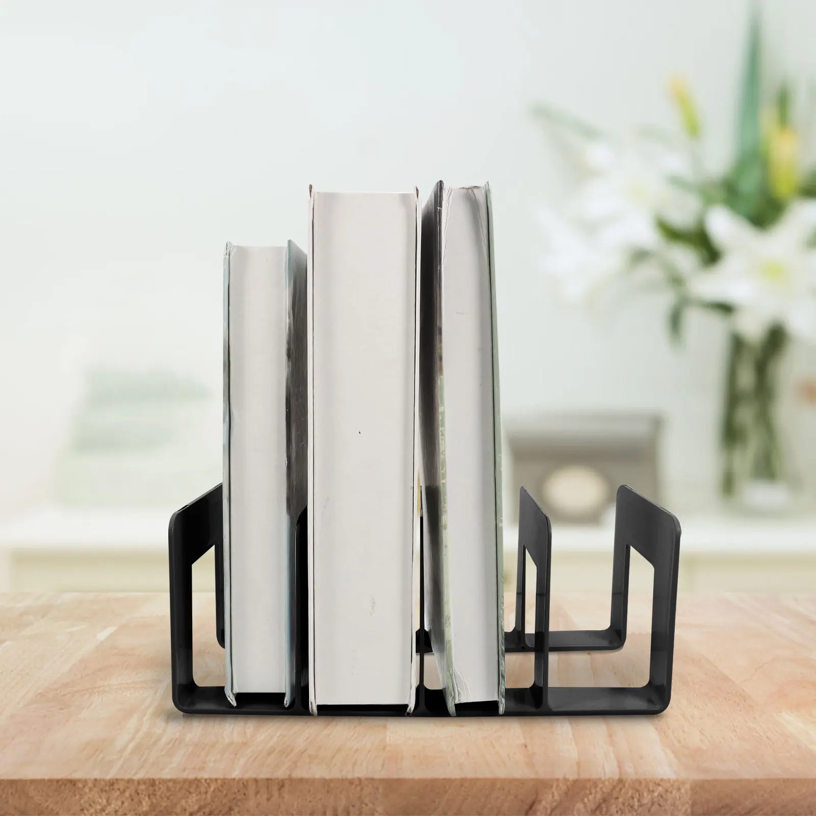 Book Divider Large Capacity Vertical File Holder No Assembly Rounded Corners Sturdy Desk Organizer Magazine Rack Storage