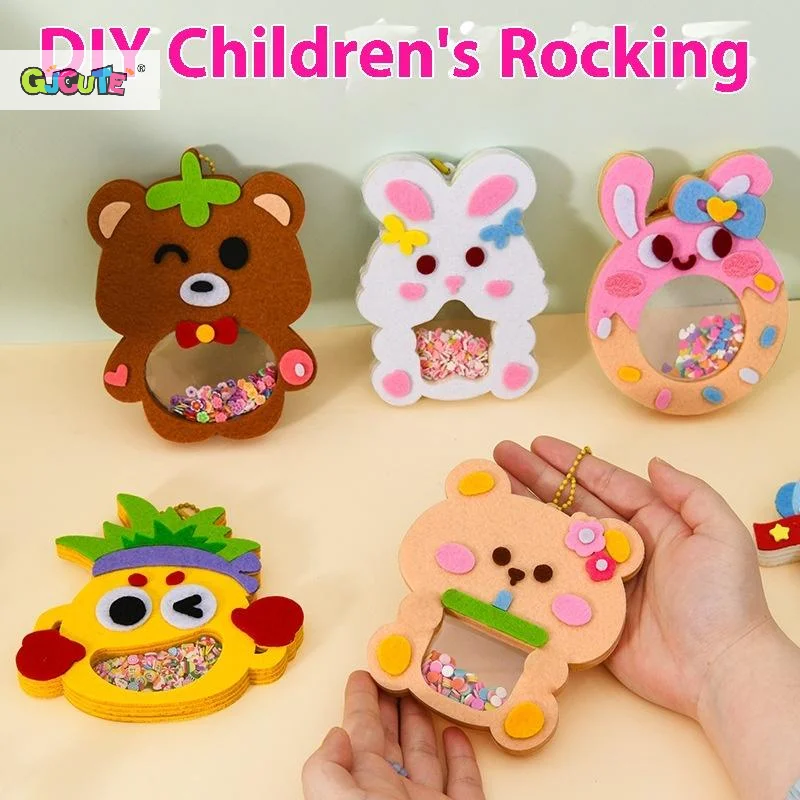 1 conjunto shaker puzzle brinquedos dos desenhos animados não tecido shake pingente kits de material diy para crianças fácil colar acessórios artesanato artesanal