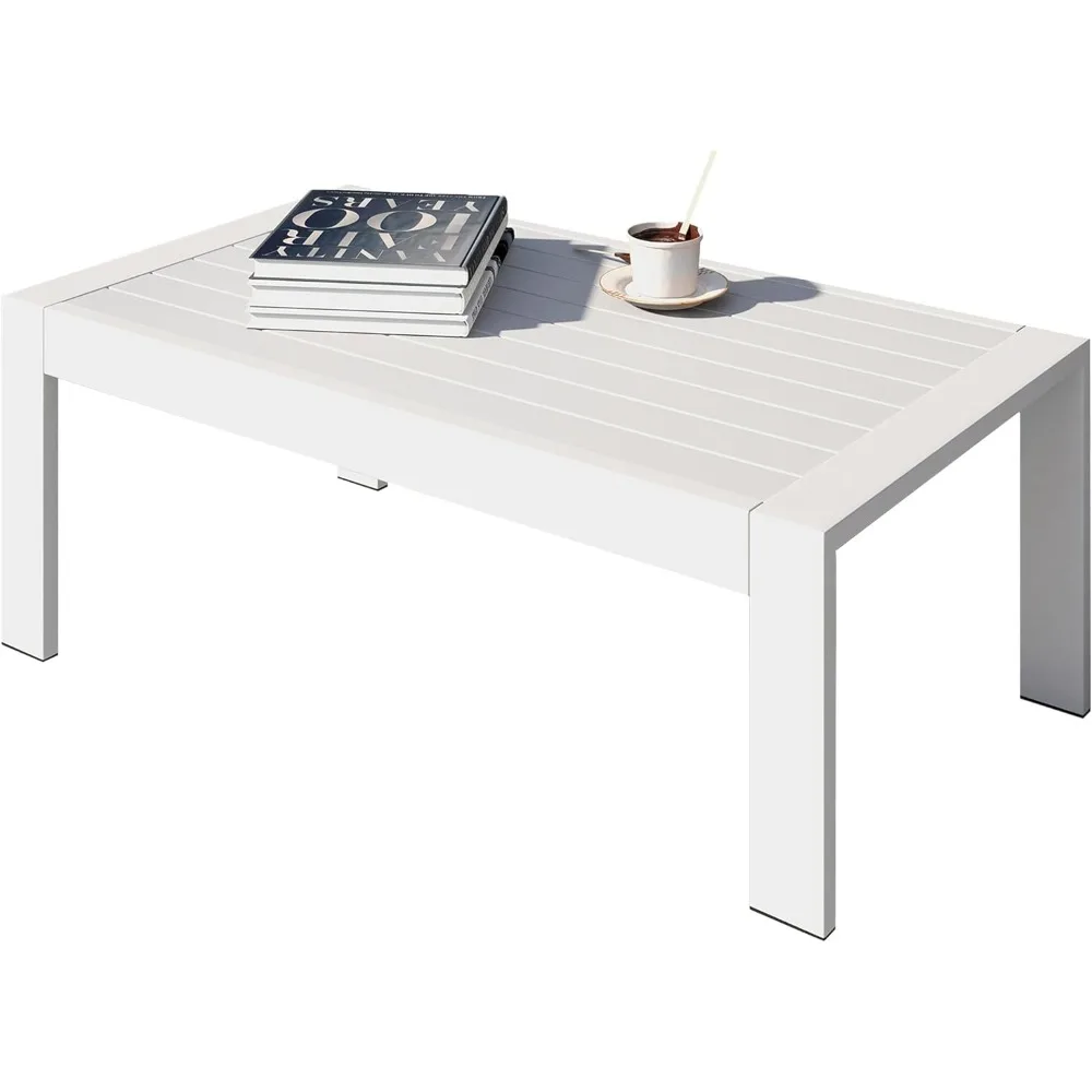 

Aluminum Outdoor Coffee Table, Modern Coffee Table for Outside, Rectangle Patio Coffee Table for Balcony Garden, Deep Grey