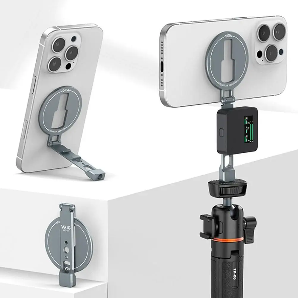 

Магнитный складной держатель для телефона, два порта для холодной обуви, расширяемая подставка с винтовым отверстием 1/4, для IPhone, Android, настольного телефона, прямая трансляция