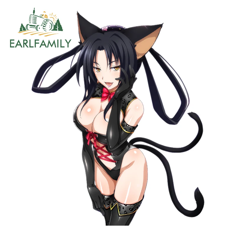 

EARLFAMILY Наклейка на автомобиль с аниме-девушкой-кошкой, сексуальная девушка, JDM, RV, мультяшная Курока, забавная аниме-девушка, аксессуары для автомобиля JDM