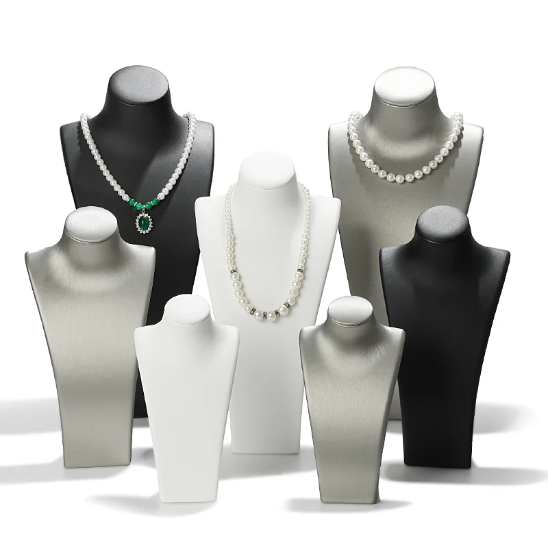 

S M L Size PU Jewelry Live Necklace Display Stand Mannequin Necklace Display Case Window Counter Display Rack Jewelry Display