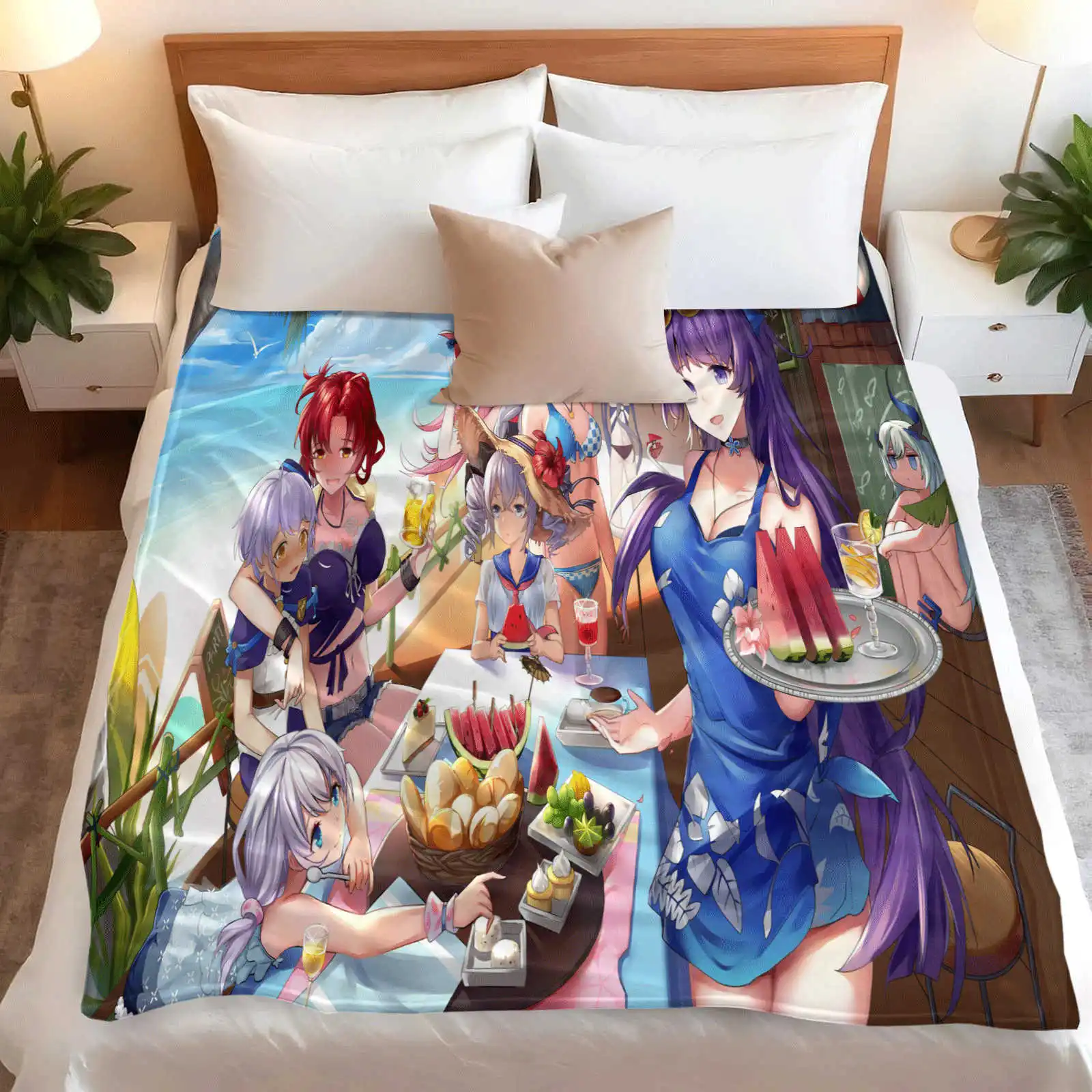 Azur Lane Kaga Flannel Blanket Cover Warmth Multifunctional Decorative Blanket 2