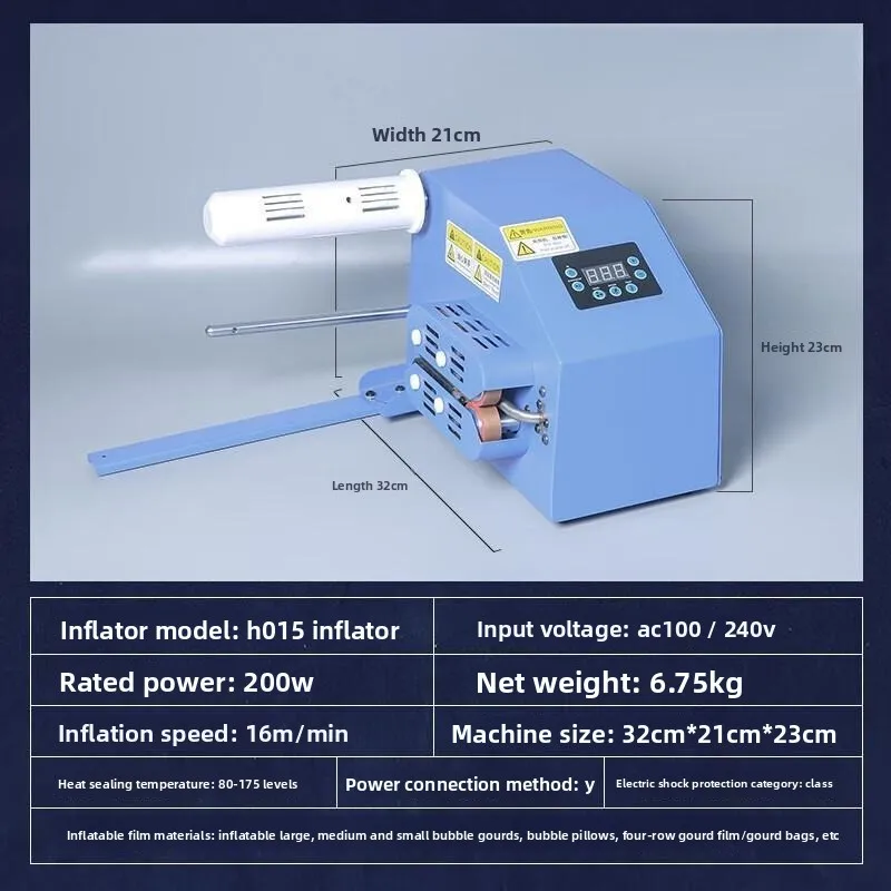 Fully automatic gourd film inflator, quadruple row filled bubble bags