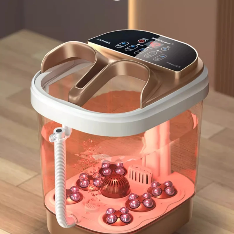 

Электрическая ванна для ног с подогревом, светодиодный дисплей, автоматический массажный бассейн, красный свет, пузыри, режимы выскабливания, глубокий дизайн, пульт дистанционного управления