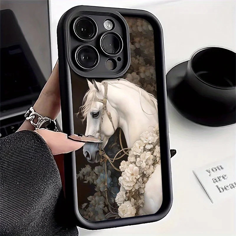 

Retro art horse pattern phone case suitable for iPhone 17 16 15 14 13 12 11 Pro/ Max /Plus anti-fall and shock