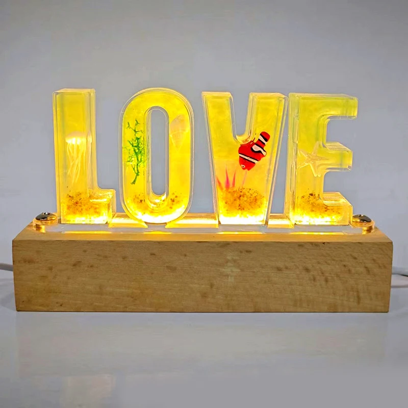 الحب المحيط الحيوانات العضوية الراتنج مصباح الفن الإبداعي ليلة ضوء الحرفية الرومانسية موضوع الديكور الجدول مصباح USB شحن